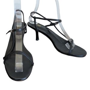 LDN Women's 7 Black Length Strappy Heeled Sandals